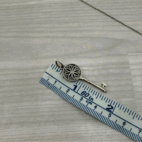 Tiffany & Co. 9.25 S. Silver Daisy Key Pendant With Diamond Necklace - Picture 9 of 9